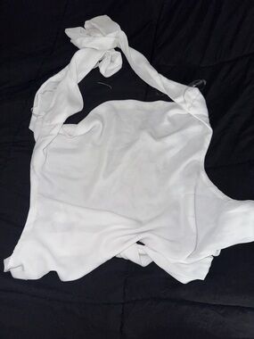 White Halter Neck Tank Top